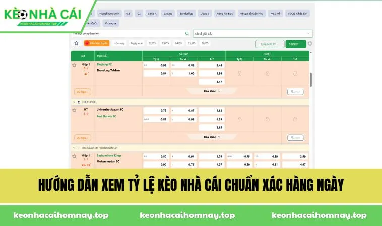 Hướng dẫn xem tỷ lệ kèo nhà cái chuẩn xác hàng ngày