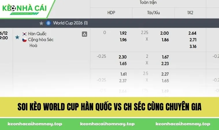Soi kèo World Cup Hàn Quốc vs CH Séc cùng chuyên gia
